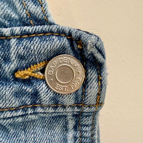 GAP Distressed Patchwork Denim Overalls Women’s Small Gap For Good - Picture 8 of 13